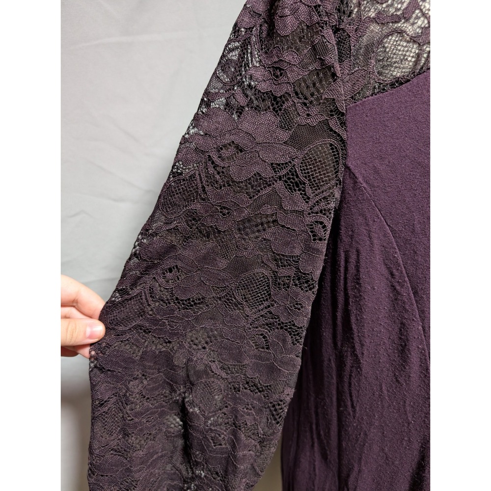 Apt. 9 Women's Dark Purple Floral‎ Lace Sleeve Shift Dress Size Large - Picture 3 of 10